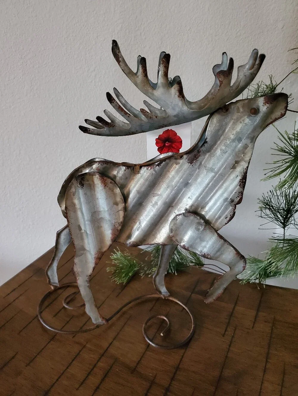 Distressed Metal Reindeer Rustic Corrugated Galvanized Tabletop Mantel Decor